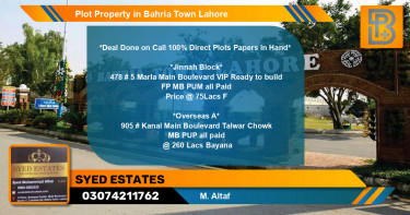 Residential Plot for Sale in Bahria Town, Lahore - (BP-49035)