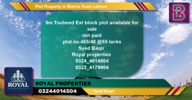 Residential Plot for Sale in Bahria Town, Lahore - (BP-49069)