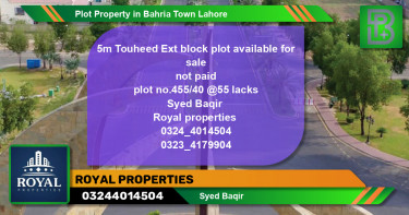 Residential Plot for Sale in Bahria Town, Lahore - (BP-49080)