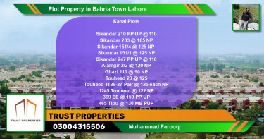 Residential Plot for Sale in Bahria Town, Lahore - (BP-49238)
