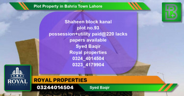 Residential Plot for Sale in Bahria Town, Lahore - (BP-49295)