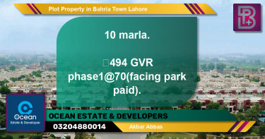 Residential Plot for Sale in Bahria Town, Lahore - (BP-49552)