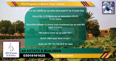 Residential Plot for Sale in Bahria Town, Lahore - (BP-49556)