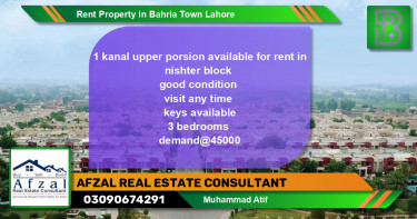 Residential Property for Rent in Bahria Town, Lahore - (BP-49580)