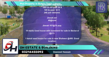 Residential Plot for Sale in Bahria Town, Lahore - (BP-49667)