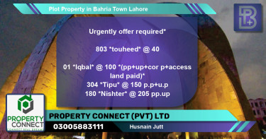 Residential Plot for Sale in Bahria Town, Lahore - (BP-49914)
