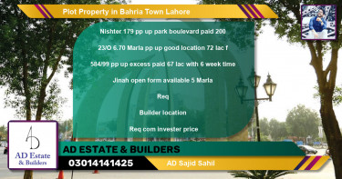 Residential Plot for Sale in Bahria Town, Lahore - (BP-49944)