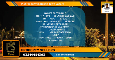 Residential Plot for Sale in Bahria Town, Lahore - (BP-50201)