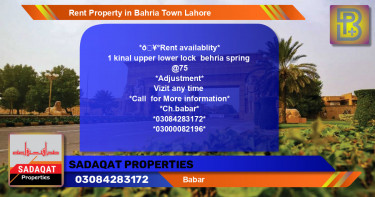 Residential Property for Rent in Bahria Town, Lahore - (BP-50272)
