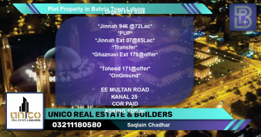 Residential Plot for Sale in Bahria Town, Lahore - (BP-50275)