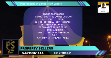 Residential Plot for Sale in Bahria Town, Lahore - (BP-50346)