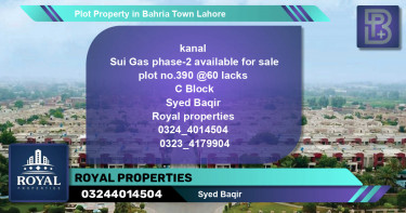 Residential Plot for Sale in Bahria Town, Lahore - (BP-50368)