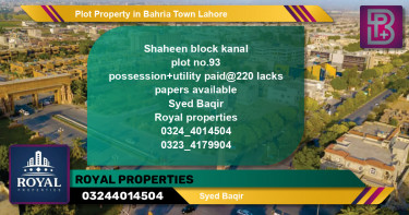 Residential Plot for Sale in Bahria Town, Lahore - (BP-50369)
