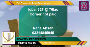 Residential Plot for Sale in Bahria Town, Lahore - (BP-50458)