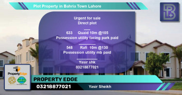 Residential Plot for Sale in Bahria Town, Lahore - (BP-50604)