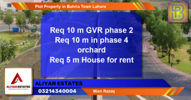 Residential Plot for Sale in Bahria Town, Lahore - (BP-50654)