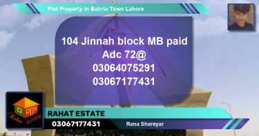 Residential Plot for Sale in Bahria Town, Lahore - (BP-50662)
