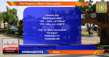 Residential Plot for Sale in Bahria Town, Lahore - (BP-50748)