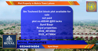 Residential Plot for Sale in Bahria Town, Lahore - (BP-50792)