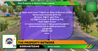 Residential Plot for Sale in Bahria Town, Lahore - (BP-50830)
