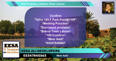 Residential Plot for Sale in Bahria Town, Lahore - (BP-51077)