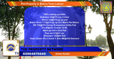 Residential Plot for Sale in Bahria Town, Lahore - (BP-51123)