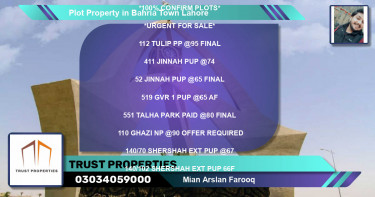 Residential Plot for Sale in Bahria Town, Lahore - (BP-51140)