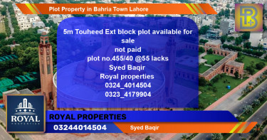 Residential Plot for Sale in Bahria Town, Lahore - (BP-51401)