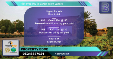 Residential Plot for Sale in Bahria Town, Lahore - (BP-51431)