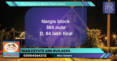 Residential Plot for Sale in Bahria Town, Lahore - (BP-51448)