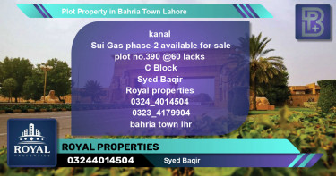 Residential Plot for Sale in Bahria Town, Lahore - (BP-51539)