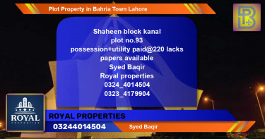 Residential Plot for Sale in Bahria Town, Lahore - (BP-51546)