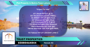 Residential Plot for Sale in Bahria Town, Lahore - (BP-51682)