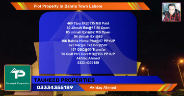 Residential Plot for Sale in Bahria Town, Lahore - (BP-51850)