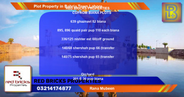 Residential Plot for Sale in Bahria Town, Lahore - (BP-51964)