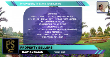 Residential Plot for Sale in Bahria Town, Lahore - (BP-52035)