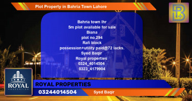 Residential Plot for Sale in Bahria Town, Lahore - (BP-52342)