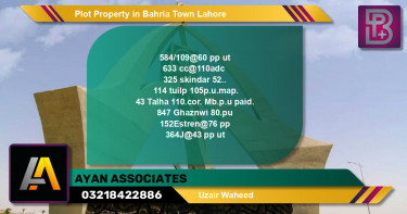 Residential Plot for Sale in Bahria Town, Lahore - (BP-52345)