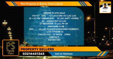 Residential Plot for Sale in Bahria Town, Lahore - (BP-52362)