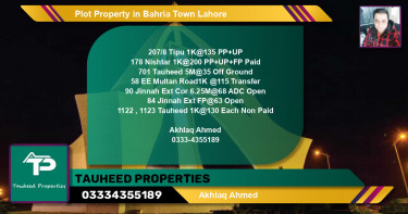 Residential Plot for Sale in Bahria Town, Lahore - (BP-52457)
