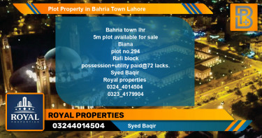 Residential Plot for Sale in Bahria Town, Lahore - (BP-52567)
