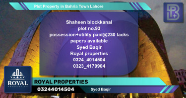 Residential Plot for Sale in Bahria Town, Lahore - (BP-52734)