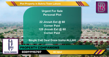 Residential Plot for Sale in Bahria Town, Lahore - (BP-52766)