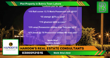Residential Plot for Sale in Bahria Town, Lahore - (BP-52843)