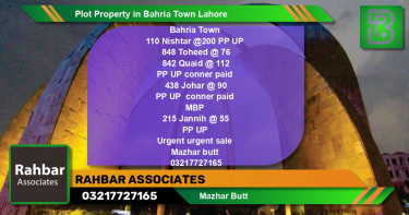 Residential Plot for Sale in Bahria Town, Lahore - (BP-53002)
