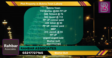 Residential Plot for Sale in Bahria Town, Lahore - (BP-53003)