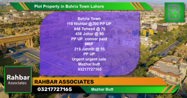 Residential Plot for Sale in Bahria Town, Lahore - (BP-53321)