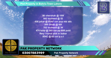 Residential Plot for Sale in Bahria Town, Lahore - (BP-53371)