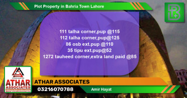 Residential Plot for Sale in Bahria Town, Lahore - (BP-53381)