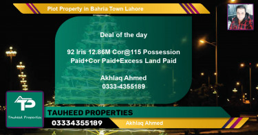 Residential Plot for Sale in Bahria Town, Lahore - (BP-53430)